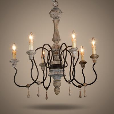 China Mango wood chandelier Classic wooden and iron chandelier (WH-CI-31) for sale