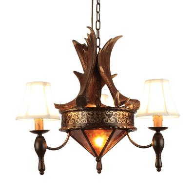 China Moose antler chandelier Lighting Fixtures With lampshade (WH-AC-29) for sale