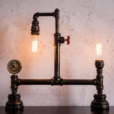 China Industrial vintage light black silver copper rustic industrial bedside table lamp(WH-VTB-31) for sale