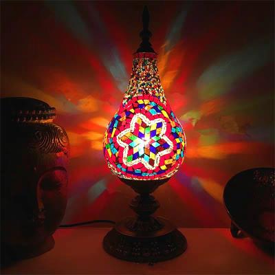 China Turkish Mosaic Table Lamp Mediterranean Retro Stained Glass industrial table lamp(WH-VTB-18) for sale