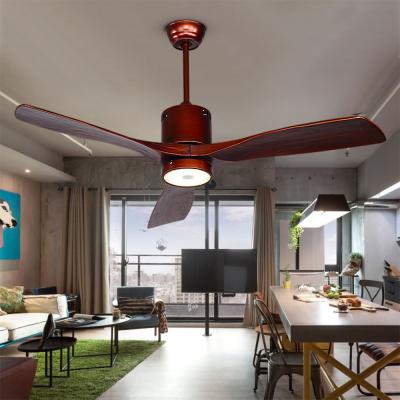 China 52 inch ceiling fan with light remote control European industrial Luxury minimalism 3 wooden ceiling fan lamp(WH-CLL-18) for sale