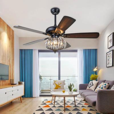 China 52inch Ceiling Fans Lamps Wood Modern Crystal Pendant Fan Lights Bedroom Living ceiling fan crystal chandelier（WH-CLL-27 for sale
