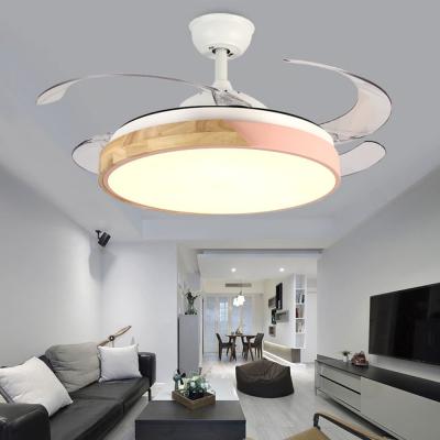 China Macaron 42 inch led ceiling fan with light remote control Fans lamp bedroom home restaurant chandelier fan（WH-VLL-09) for sale
