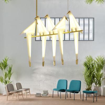 China Nordic Gold Bird Cage pendant light Living room Bedroom Perch origami bird chandelier(WH-MI-127) for sale
