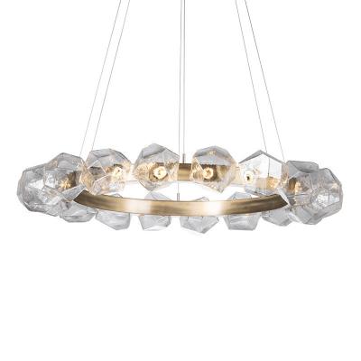 China Modern Cicle Glass Crystal Ball Stone Gem Radial Ring LED Chandelier(WH-MI-142) for sale
