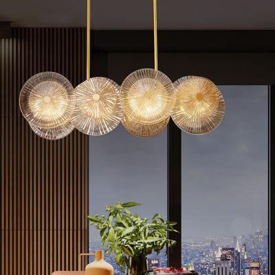 China Post Modern Round Metal Led Pendant Lights Glass Lotus Leave Chandelier(WH-MI-308) for sale