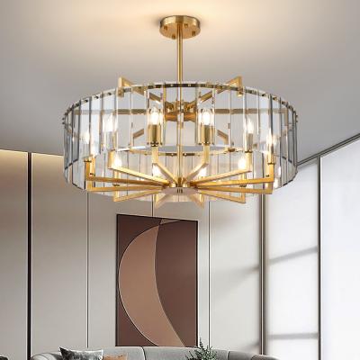 China Modern home living room decoration round glass lighting candle Chandelier(WH-CY-243) for sale