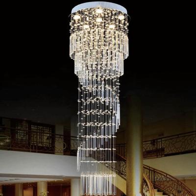China K9 Crystal Chandelier Modern Flush Mount Crystal Light Spiral Ladder Luxury staircase long chandelier(WH-NC-17) for sale