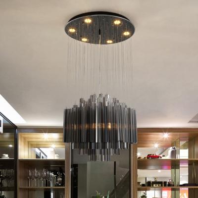 China Modern Luxury Chandelier Smoky Gray Crystal Lamp Creative Indoor Hanging staircase chandelier(WH-NC-98) for sale