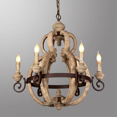 China Wood Chandelier Lighting Retro Iron Candle Hanging Lamp(WH-CI-13) for sale