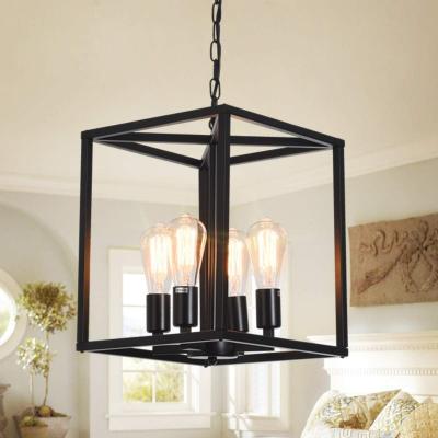 China Industrial Metal Lantern Chandeliers 4-Light Adjustable Height Farmhouse Chandelier(WH-CI-136) for sale
