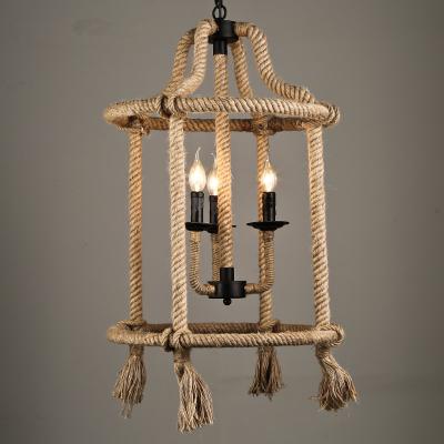 China Hemp Rope Vintage Industrial Pendant Lamp Loft Dining Room industrial chandelier(WH-CI-144) for sale