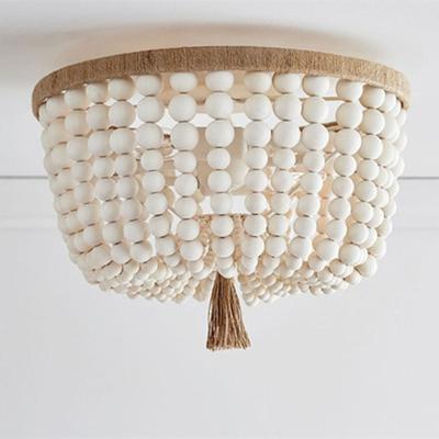 China Retro round E27 LED adjustable height wooden bead ceiling chandelier lamp(WH-CI-147) for sale