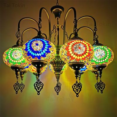 China Colorful pendant lamp with handmade glass lampshade southeast antique turkish hanging lamp（WH-DC-28) for sale