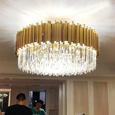 China Modern LED crystal chandelier luxury gold stainless steel lustres celing lighting(WH-CA-53) for sale