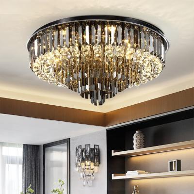 China Luxury Led Ceiling Chandelier For Living Room Big Crystal Lamp Smoke Grey crystal ceiling light(WH-CA-58) for sale