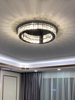 China Modern Living Room Lamp Dining Room Led Ceiling Lamp Black Round Crystal Lamp(WH-CA-59) for sale
