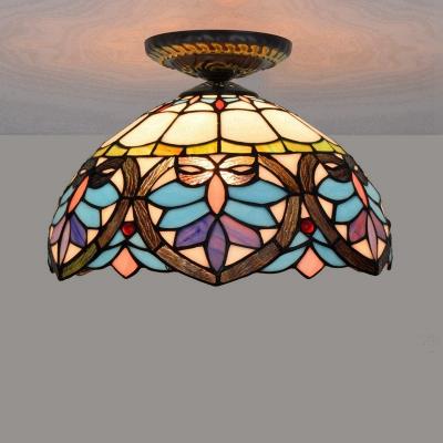 China European Style Vintage Baroque Ceiling Lamp Stained Glass Light led surface mounted ceiling light(WH-TA-26) for sale