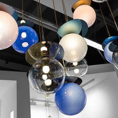China Nordic designers color glass ball chandeliers minimalist modern creative staircase lights(WH-GP-95) for sale