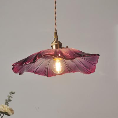 China Vintage LED Pendant Lights Lotus Glass Hanging Lamps Home lotus lamp（WH-GP-106) for sale
