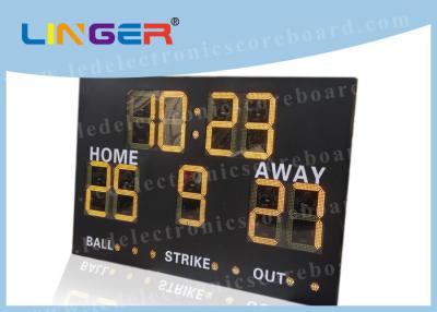 China Waterproof Wireless Baseball Scoreboard , Baseball Field Scoreboard Yellow Color for sale