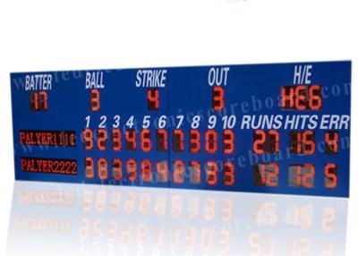 China Professional LED Baseball Scoreboard With Blue Frame Cabinet 1400mm*3800mm*100mm for sale