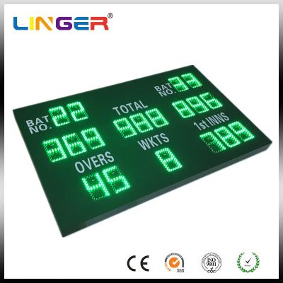 China Green Color Digital Cricket Scoreboard , Electronic Sports Scoreboard With Wireless Control Box for sale