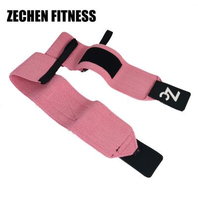 China Pink Wrist Wraps Fitness 45*8cm Elastic Cotton Heavy Duty Weight Lifting Straps for sale