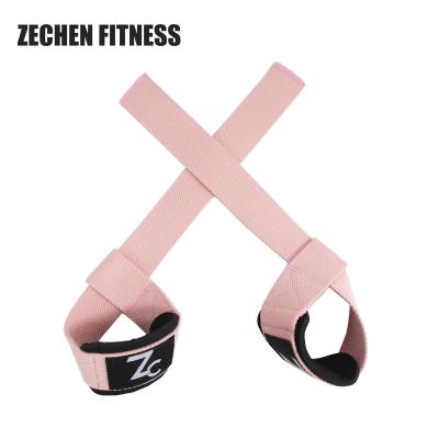China Cotton Weightlifting Wrist Straps Olympic Wraps Custom Pink  Adjustable for sale