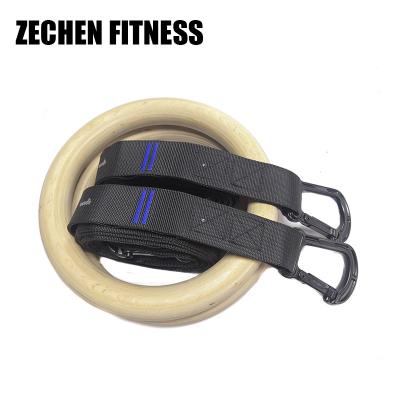 China Pull Up Wooden Gymnastic Rings Bodybuilding Strength Training Workout 450kg for sale