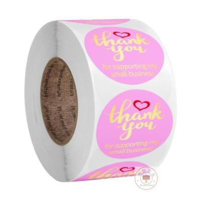 China 500g/Roll Thank You RoLL Personalized Pink Dot 1 Inch Print Sticker Labels for sale