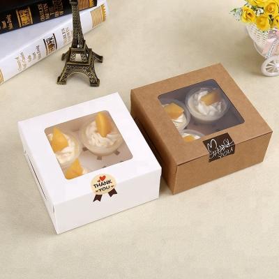 China Kraft Paper Packaging Dessert Gift Box Cupcake Packing Box with Clear Window for sale