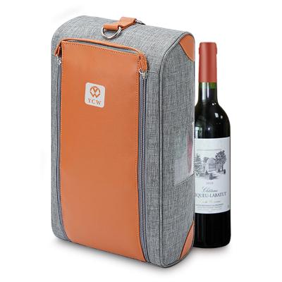 China YCW Insulated Wine Bottle Wine Tote Carrier Portable Wine Cooler Bag en venta