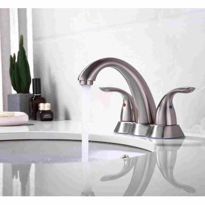 China CUPC 4 Inch Centerset Bathroom Faucet Double Handle In Satin Nickel for sale