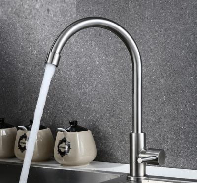 China Single Handle High Arc Kitchen Faucet Cold Only SN Stainless Steel for sale