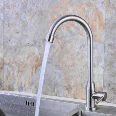 China SUS304 Cold Water Only Kitchen Tap Single Handle Swivel Spout SN Finish for sale