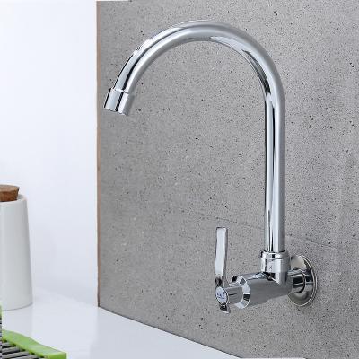 China Cross Handle Kitchen Tap Cold Only Chrome Kitchen Sink Wall Faucet for sale