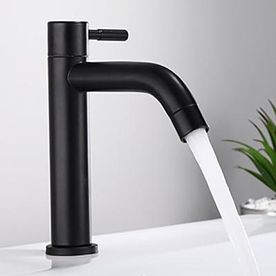 China SUS304 Stainless Steel Bathroom Faucets Single Handle In SN Matte Black for sale