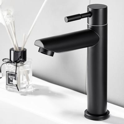 China Lever Handle Single Handle Lavatory Faucet SN Matte Black Cold Only Faucets for sale