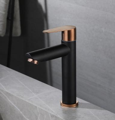China Matte Black Bathroom Vessel Sink Faucet SUS304 Stainless Steel Basin Cold Tap for sale