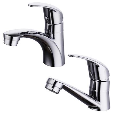China Zinc Brushed Chrome Basin Taps Single Hole Bathroom Faucet Cold Only for sale