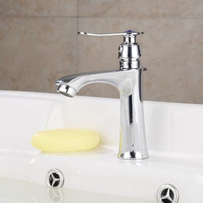 China Zinc Lever Handle Stylish Basin Taps Single Hole Bathroom Faucet Chrome for sale