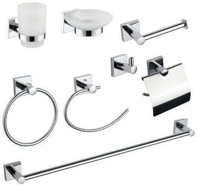 China El cuadrado moderno los accesorios del hardware del cuarto de baño de 8 pedazos fijó a Matte Black Chrome en venta