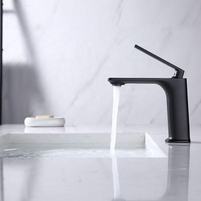 China Single Hole Matte Black Bathroom Taps Deck Mounted Single Lever Basin Mixer for sale