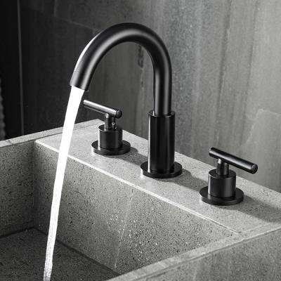 China 8In Widespread Bathroom Sink Faucet Matte Black Centerset Faucet for sale