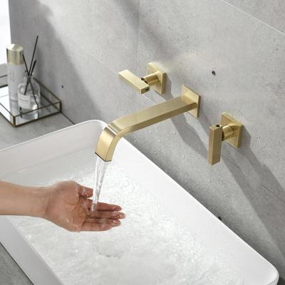 China Gold 8 In Widespread Wall Mount Centerset Bathroom Faucet 2 Handle for sale