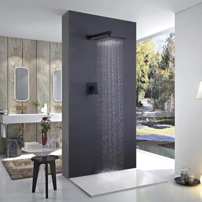 China Matte Black Luxury Rain Bathroom Shower Faucets Mixer Set for sale