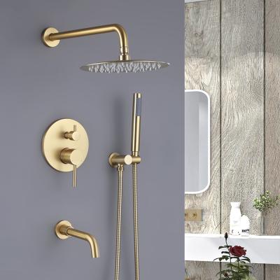 China Ceiling Mount Bathroom Shower Faucets 12 Inch Shower Head With Handheld Gold for sale