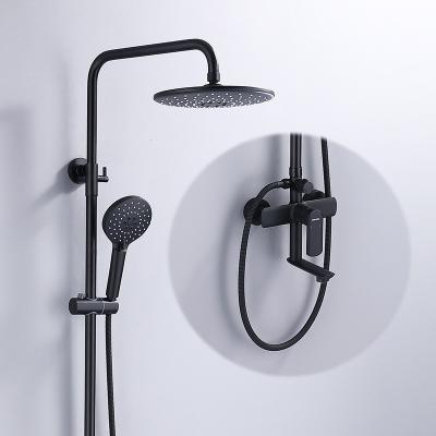 Cina 3 d'ottone spruzzano i rubinetti della doccia del bagno con il supporto rotondo del soffitto della testa di doccia nel nero in vendita
