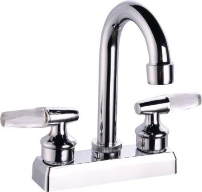 China Brass 2 Handle Centerset Lavatory Faucet High Arc In Chrome for sale